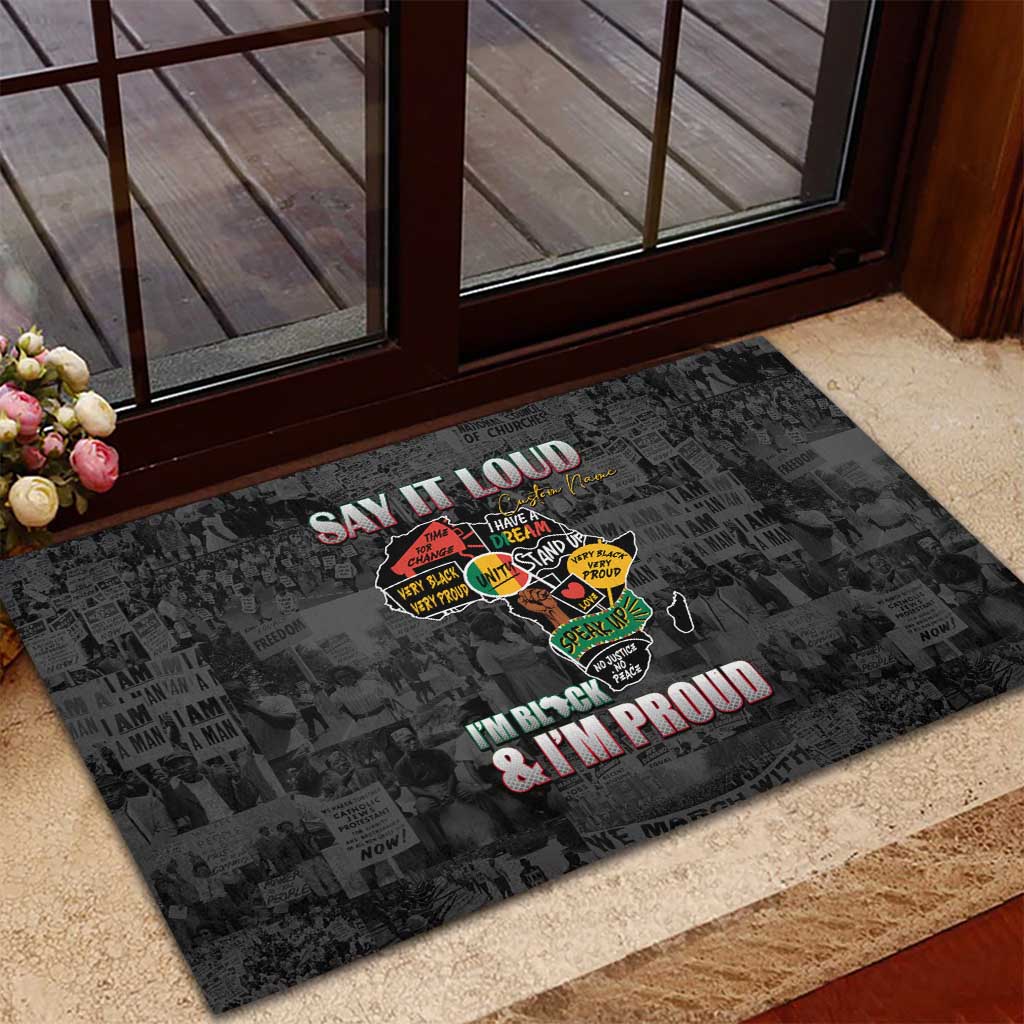 I'm Black and I'm Proud - Personalized African Rubber Doormat