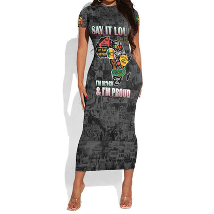 I'm Black and I'm Proud - Personalized African Short Sleeve Bodycon Dress DT02