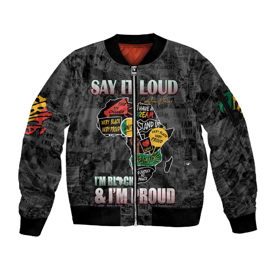 I'm Black and I'm Proud - Personalized African Sleeve Zip Bomber Jacket