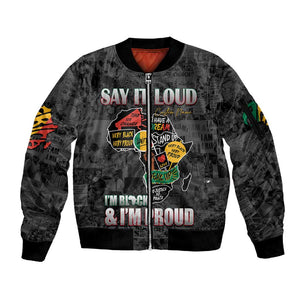 I'm Black and I'm Proud - Personalized African Sleeve Zip Bomber Jacket