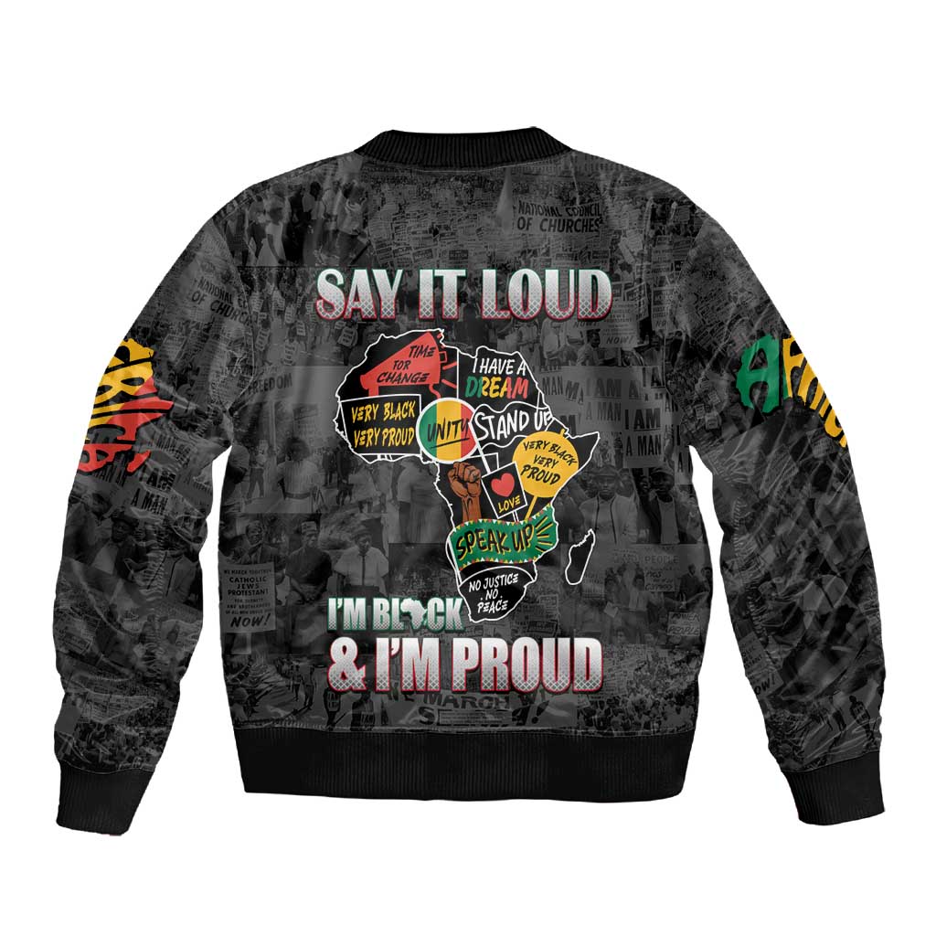 I'm Black and I'm Proud - Personalized African Sleeve Zip Bomber Jacket