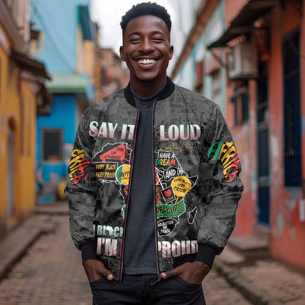 I'm Black and I'm Proud - Personalized African Sleeve Zip Bomber Jacket