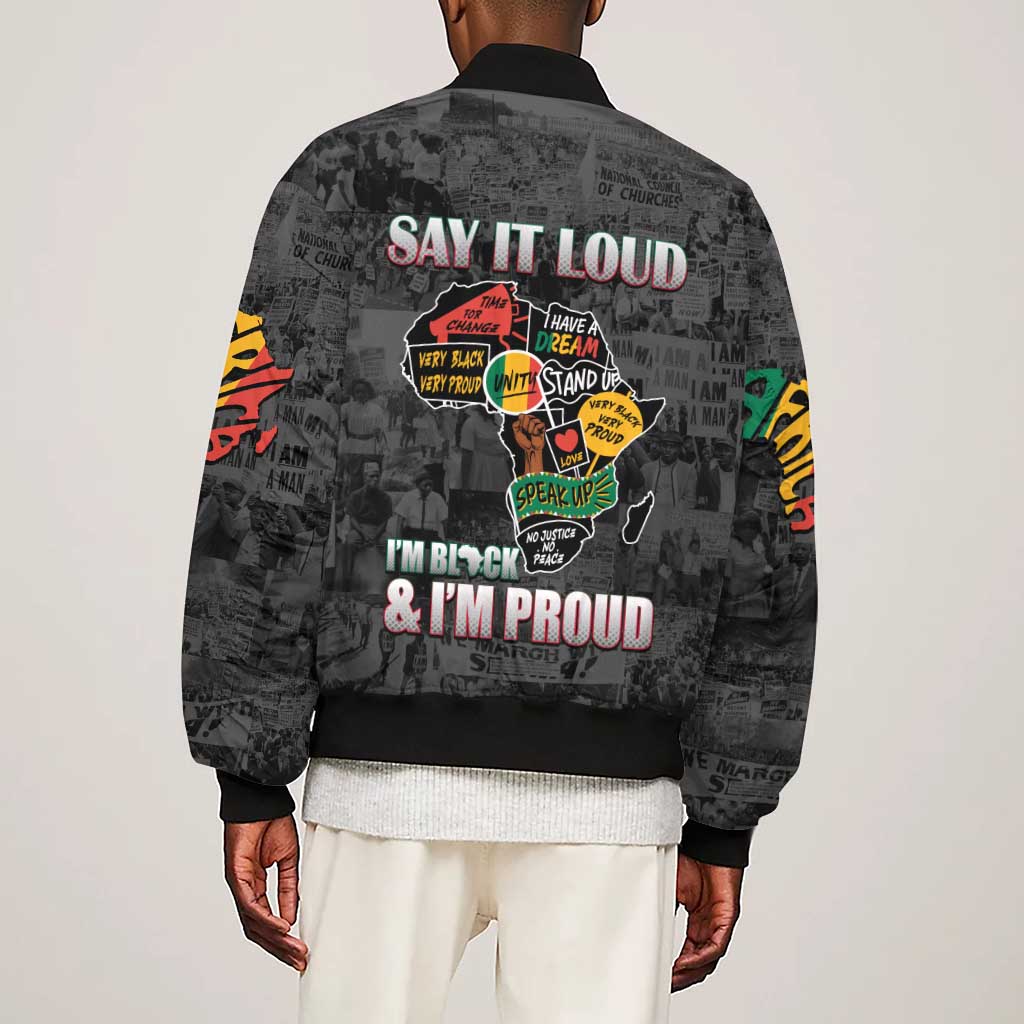 I'm Black and I'm Proud - Personalized African Sleeve Zip Bomber Jacket