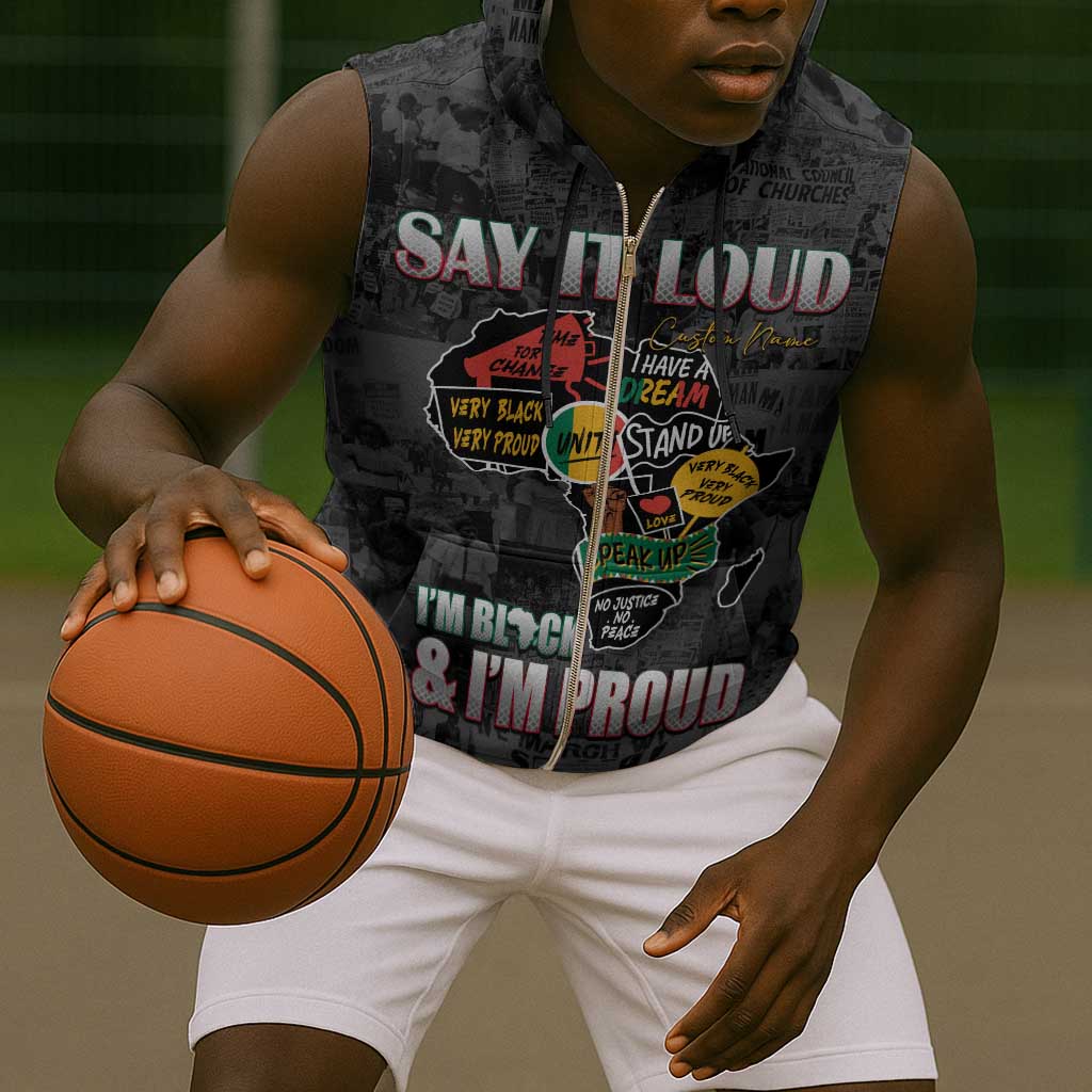 I'm Black and I'm Proud - Personalized African Sleeveless Zip Hoodie - African Pride