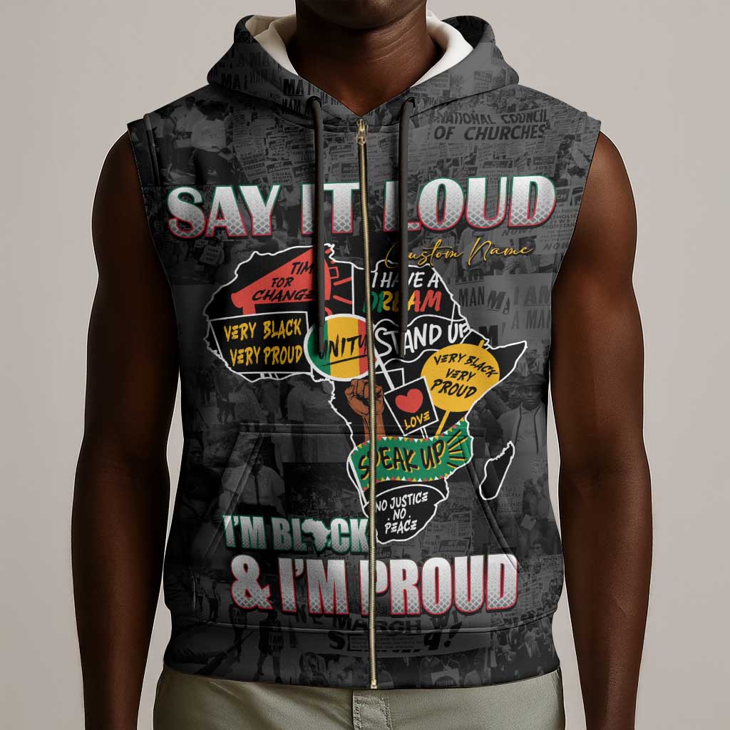 I'm Black and I'm Proud - Personalized African Sleeveless Zip Hoodie - African Pride