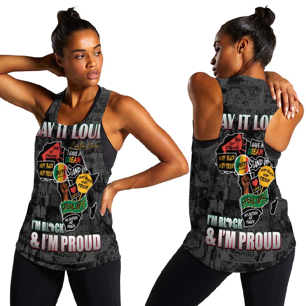 I'm Black and I'm Proud - Personalized African Women Racerback Tank