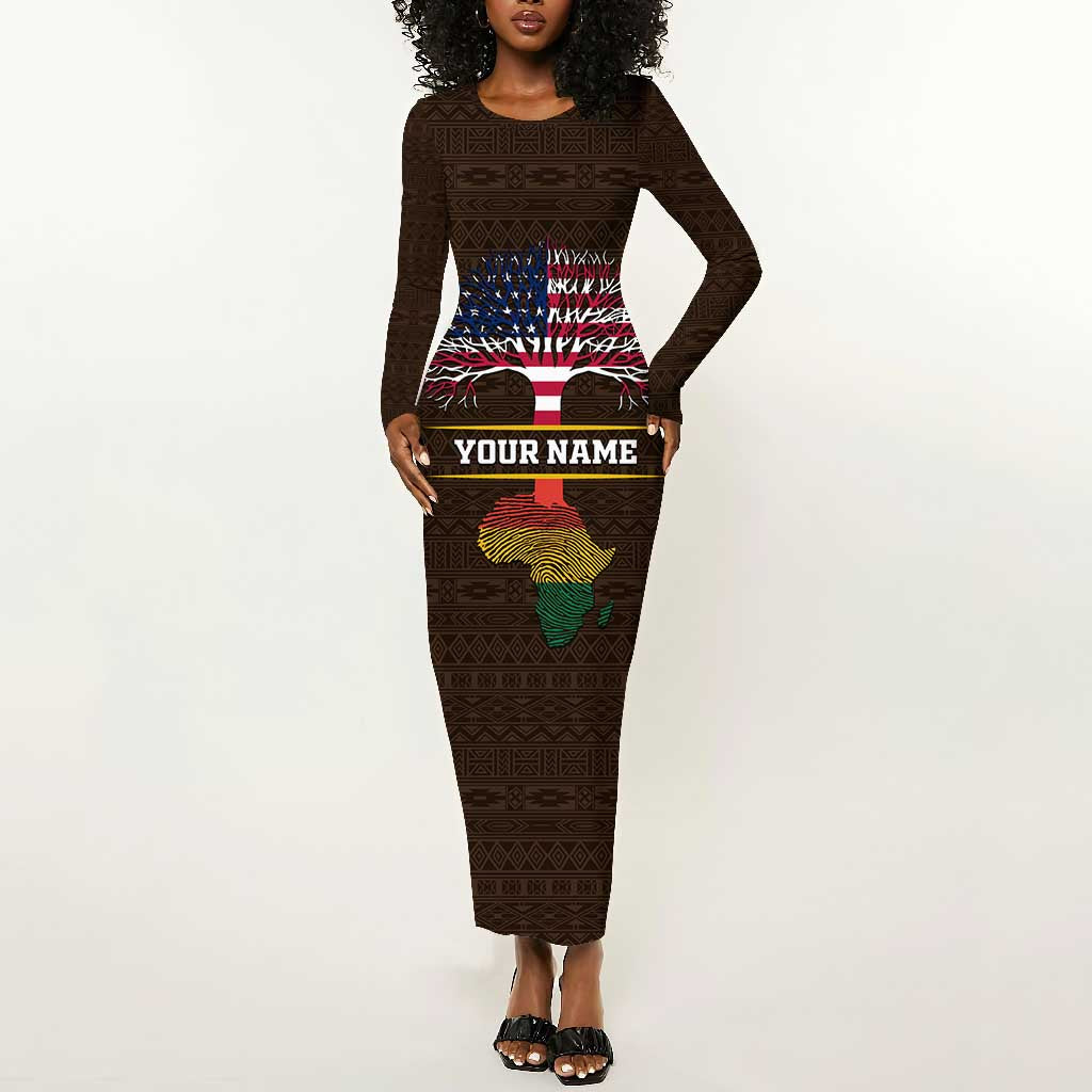 African Roots Design - Custom Personalized Long Sleeve Bodycon Dress DT02
