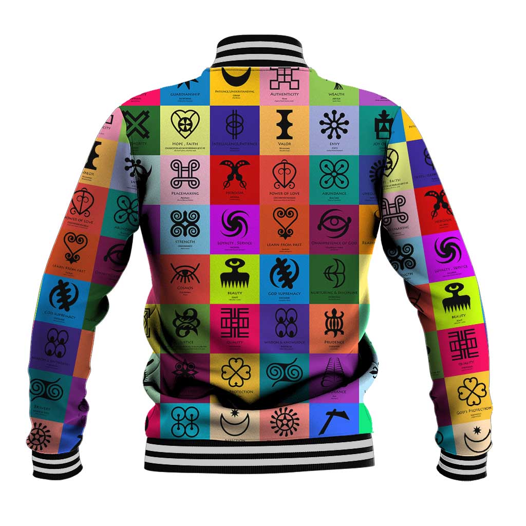 Multi Color Adinkra Symbols Baseball Jacket African Adrinkra DT02