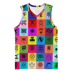 Multi Color Adinkra Symbols Basketball Jersey African Adrinkra - African Pride