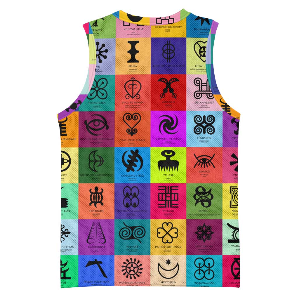 Multi Color Adinkra Symbols Basketball Jersey African Adrinkra - African Pride