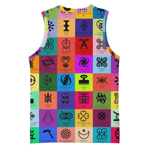 Multi Color Adinkra Symbols Basketball Jersey African Adrinkra - African Pride