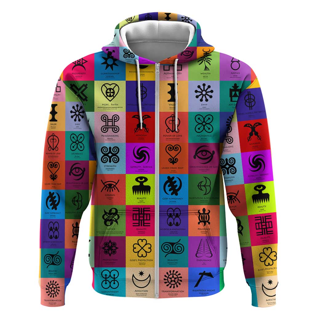 Multi Color Adinkra Symbols Hoodie African Adrinkra