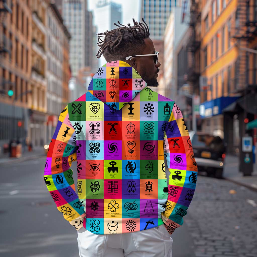 Multi Color Adinkra Symbols Hoodie African Adrinkra
