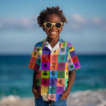 Multi Color Adinkra Symbols Kid Hawaiian Shirt African Adrinkra