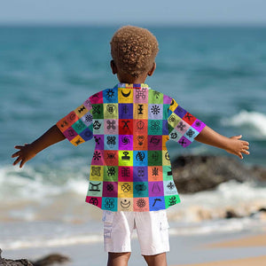 Multi Color Adinkra Symbols Kid Hawaiian Shirt African Adrinkra