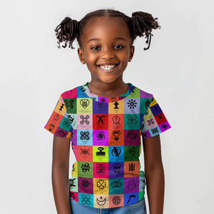 Multi Color Adinkra Symbols Kid T shirt African Adrinkra