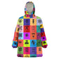 Multi Color Adinkra Symbols KId Wearable Blanket Hoodie African Adrinkra