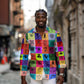 Multi Color Adinkra Symbols Long Sleeve Button Shirt African Adrinkra