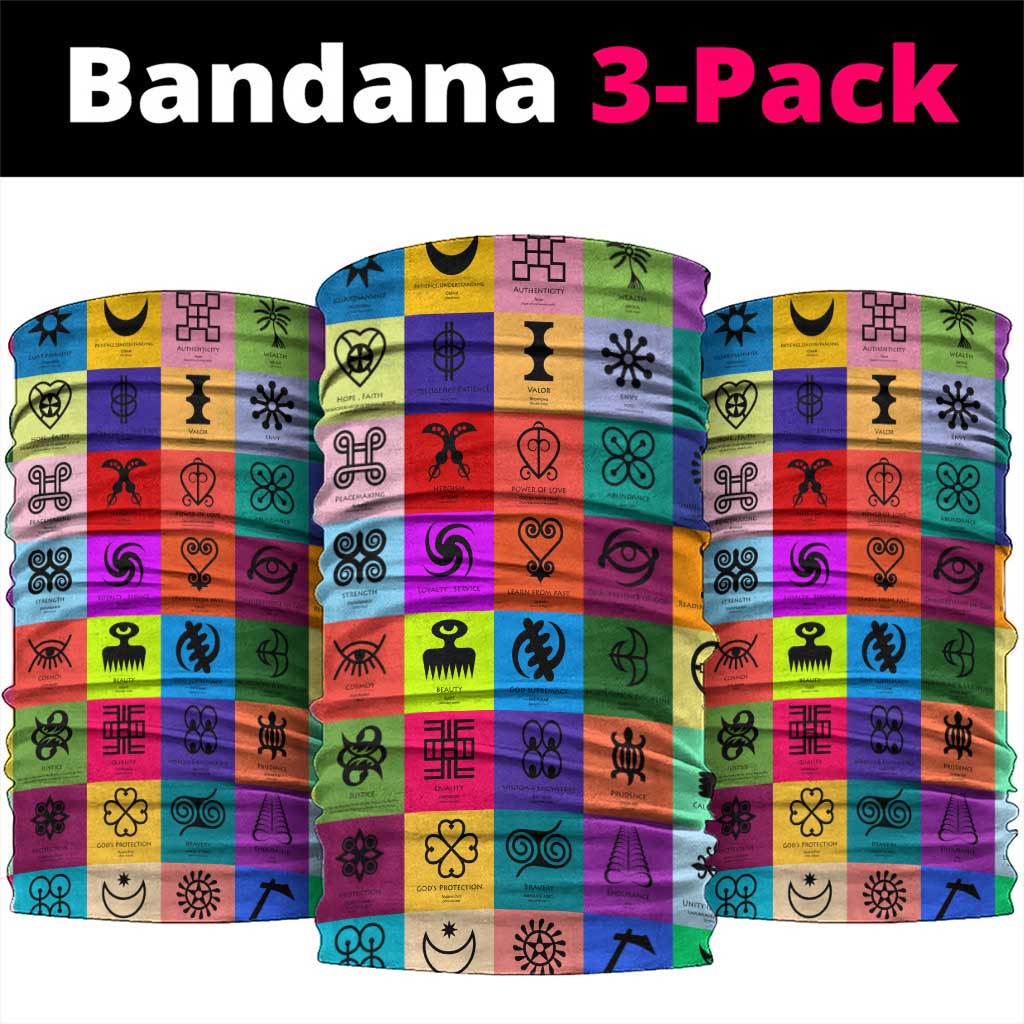 Multi Color Adinkra Symbols Neck Gaiter African Adrinkra - African Pride