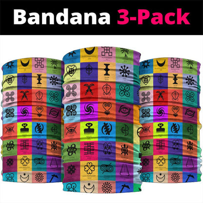 Multi Color Adinkra Symbols Neck Gaiter African Adrinkra - African Pride