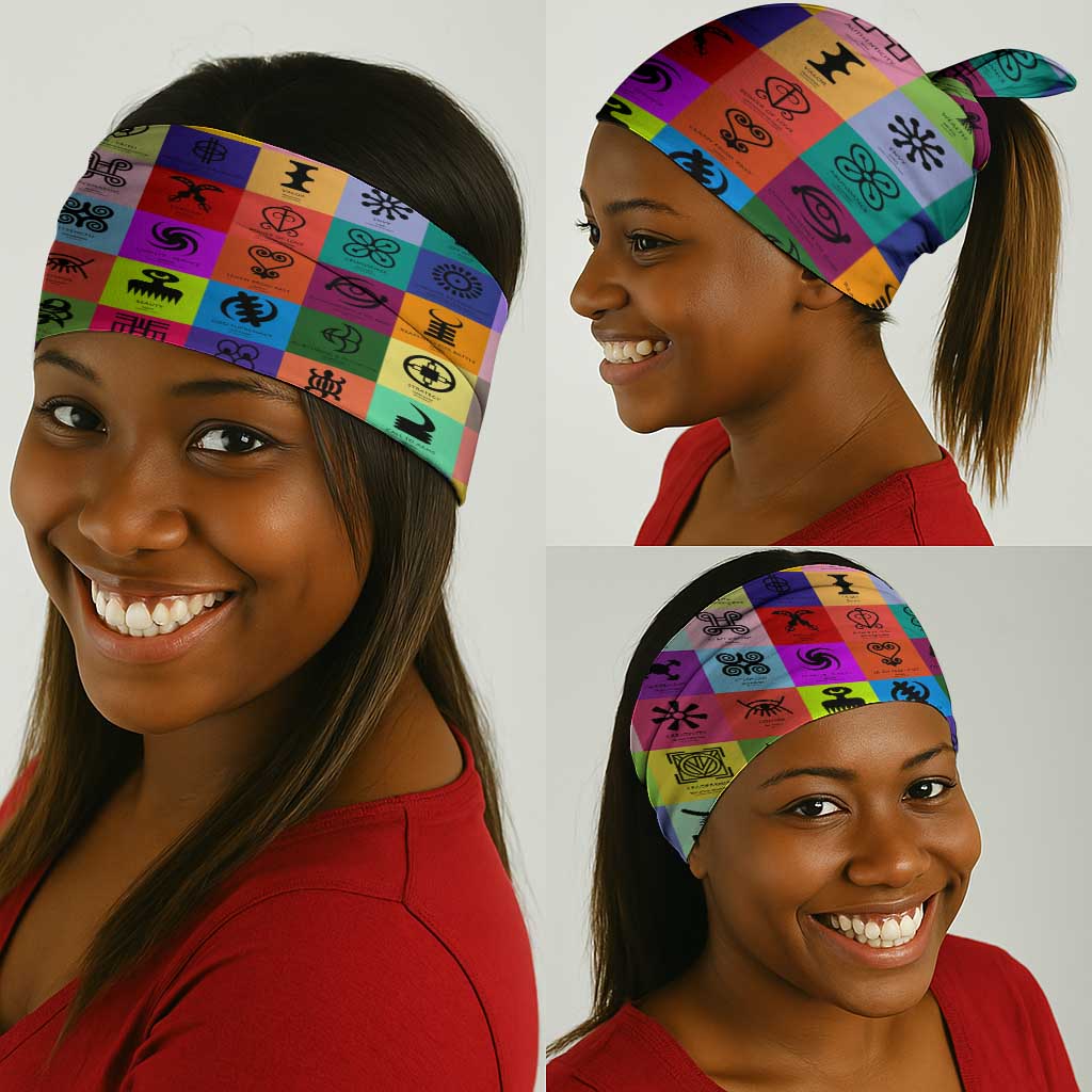 Multi Color Adinkra Symbols Neck Gaiter African Adrinkra - African Pride