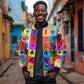 Multi Color Adinkra Symbols Sleeve Zip Bomber Jacket African Adrinkra