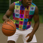 Multi Color Adinkra Symbols Sleeveless Zip Hoodie African Adrinkra - African Pride