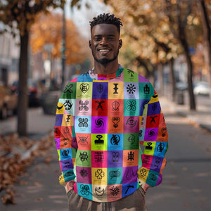 Multi Color Adinkra Symbols Sweatshirt African Adrinkra