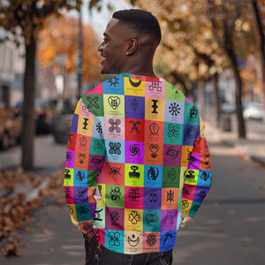 Multi Color Adinkra Symbols Sweatshirt African Adrinkra