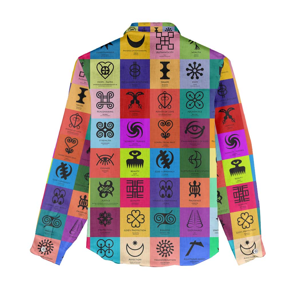 Multi Color Adinkra Symbols Women Casual Shirt African Adrinkra DT02