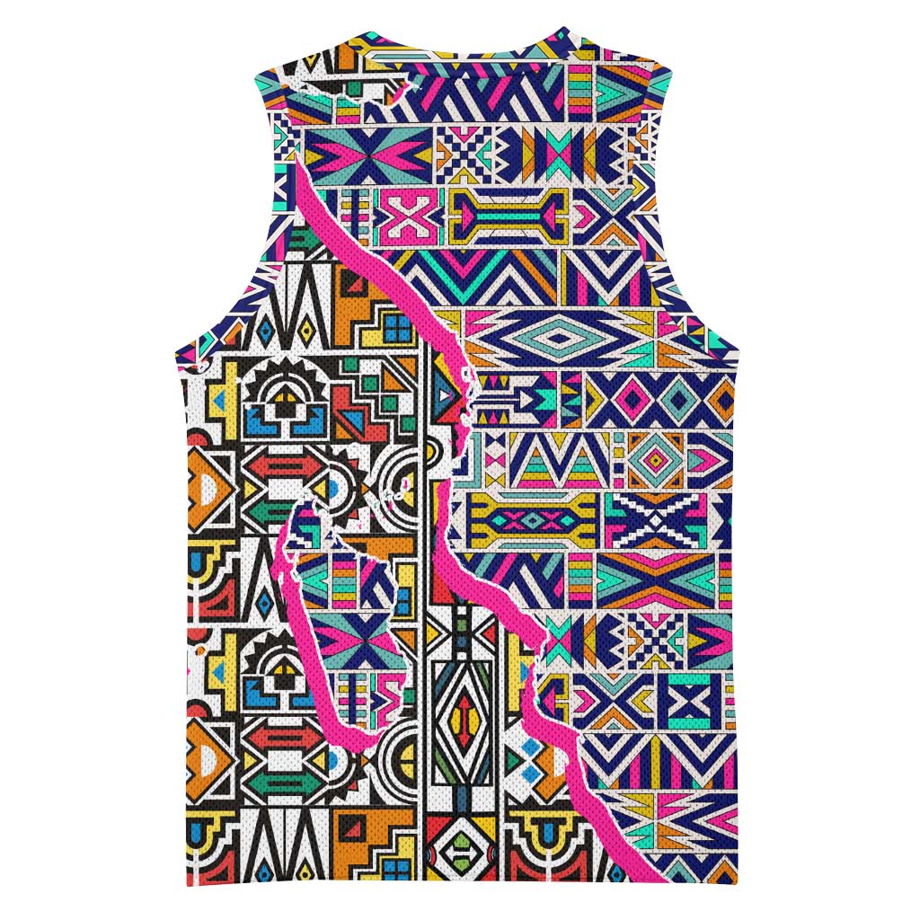 African Ndebele Pattern Basketball Jersey - African Pride