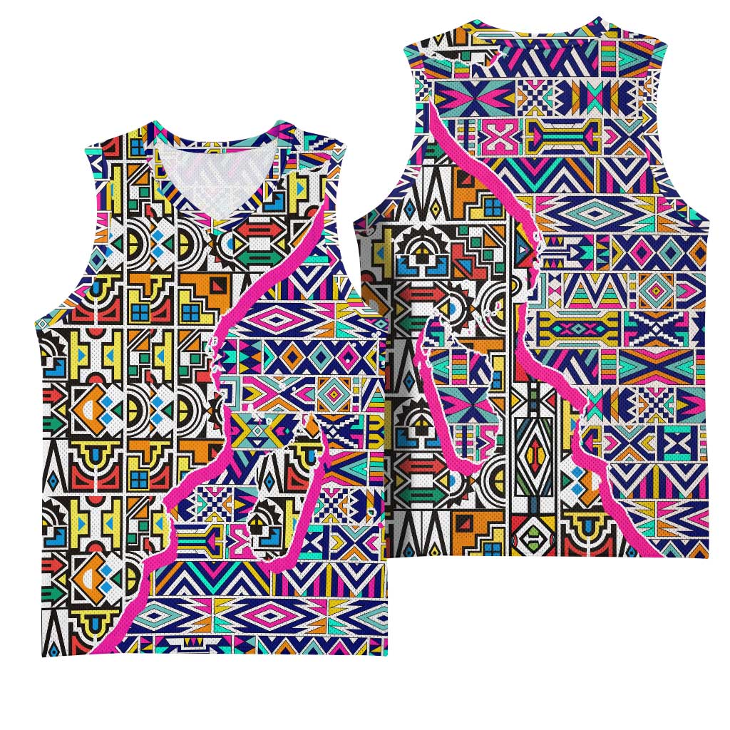 African Ndebele Pattern Basketball Jersey - African Pride