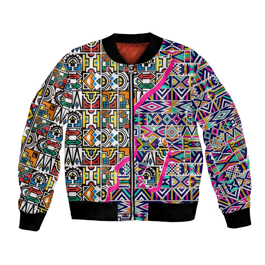 African Ndebele Pattern Bomber Jacket