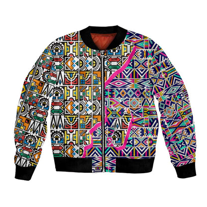 African Ndebele Pattern Bomber Jacket