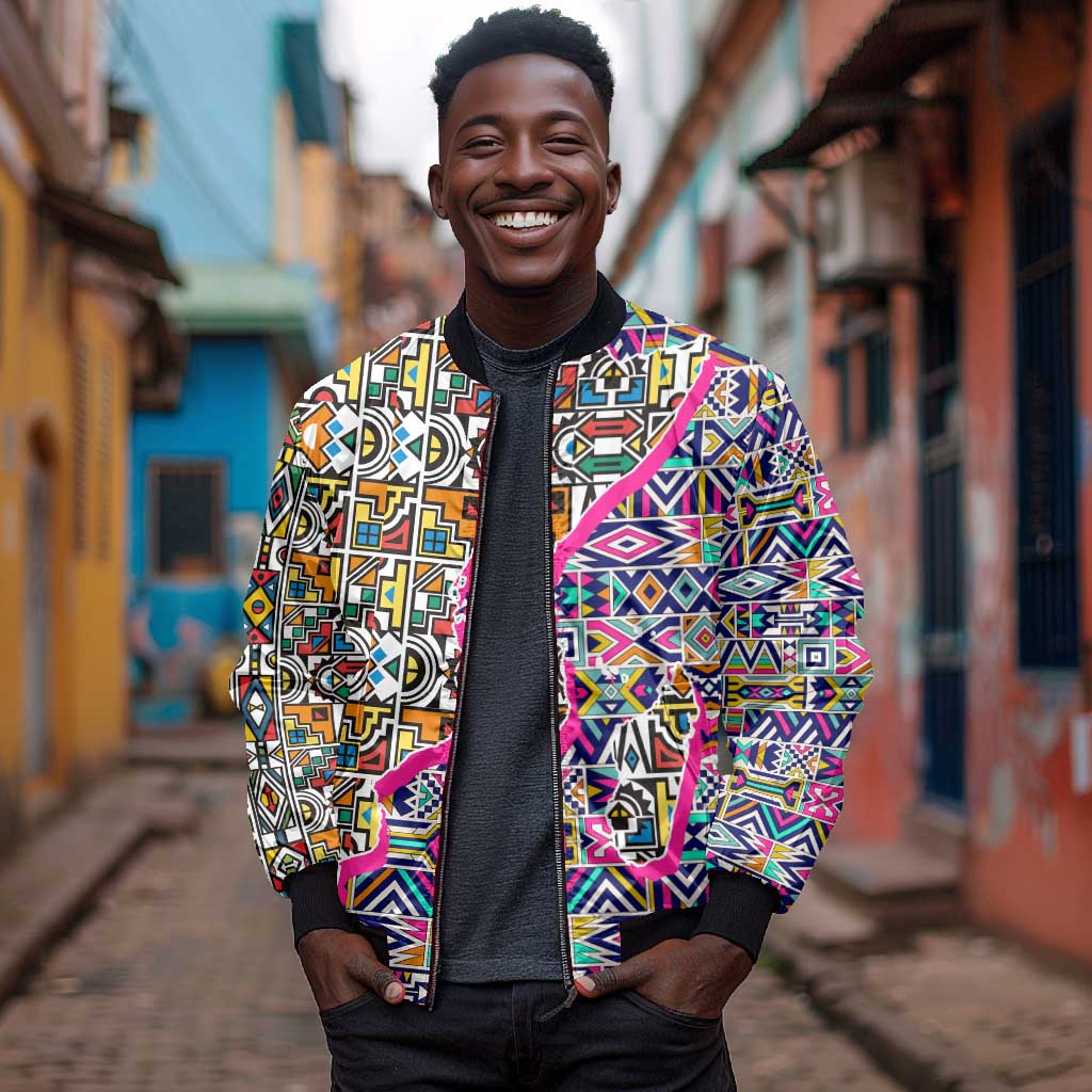 African Ndebele Pattern Bomber Jacket