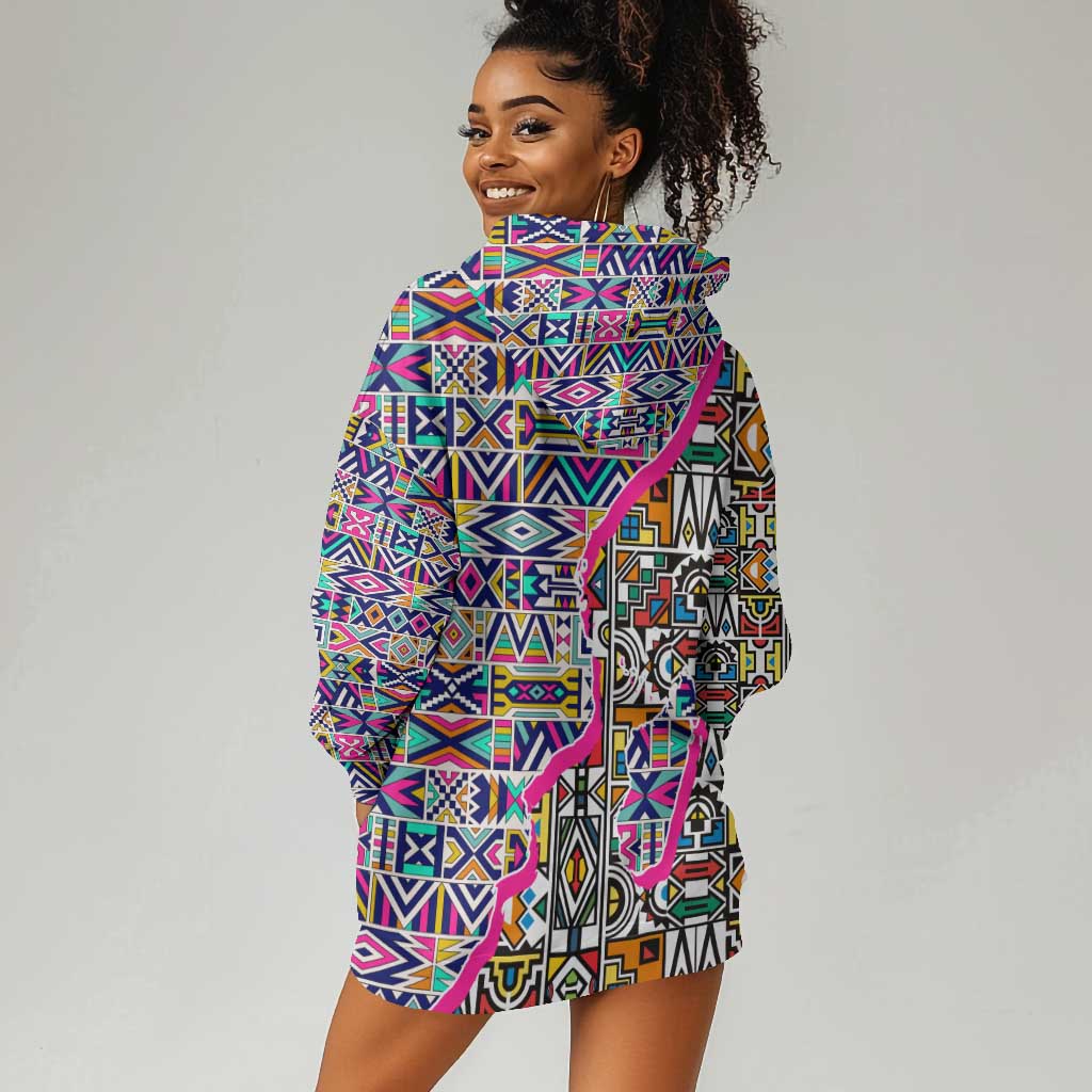 African Ndebele Pattern Hoodie Dress