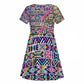 African Ndebele Pattern Kid Short Sleeve Dress