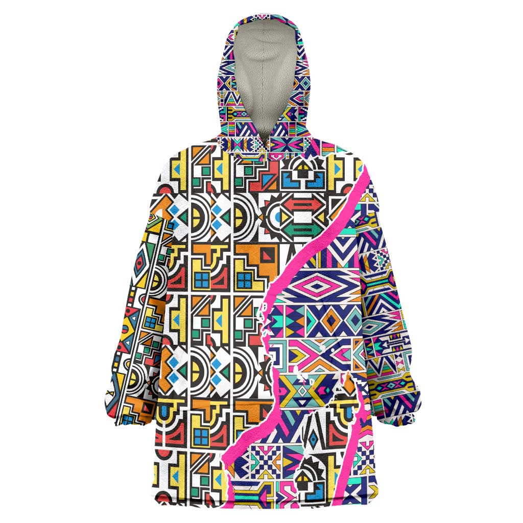 African Ndebele Pattern KId Wearable Blanket Hoodie