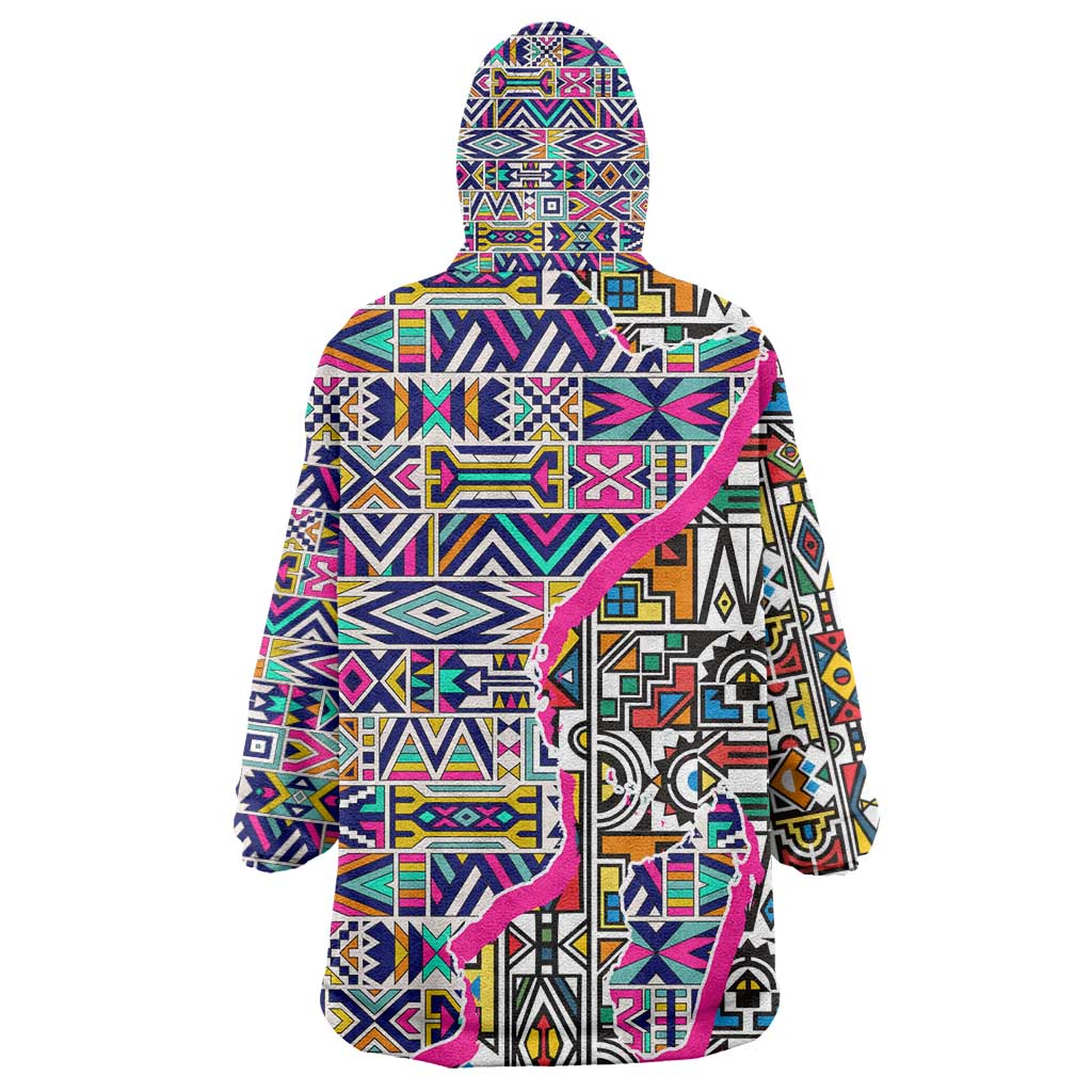 African Ndebele Pattern KId Wearable Blanket Hoodie