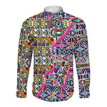 African Ndebele Pattern Long Sleeve Button Shirt