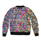 African Ndebele Pattern Sleeve Zip Bomber Jacket