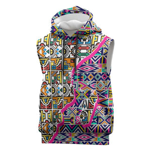 African Ndebele Pattern Sleeveless Hoodie - African Pride