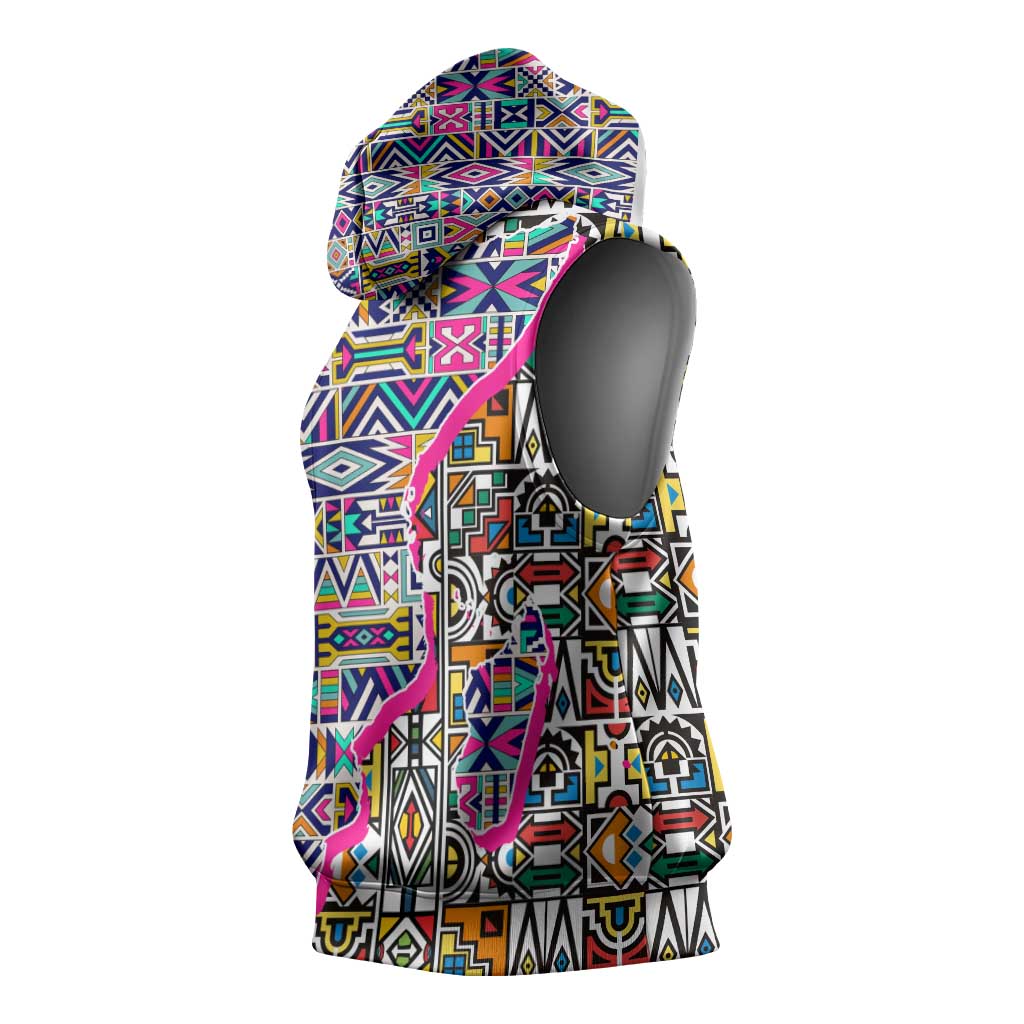 African Ndebele Pattern Sleeveless Hoodie - African Pride