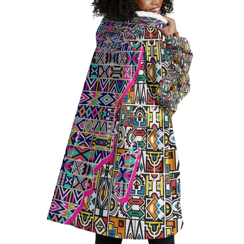 African Ndebele Pattern Wearable Blanket Hoodie