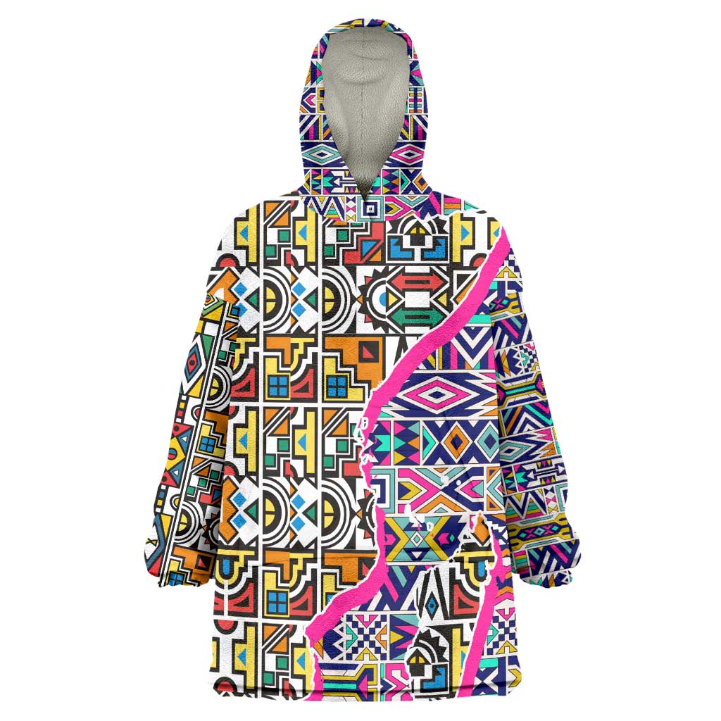 African Ndebele Pattern Wearable Blanket Hoodie