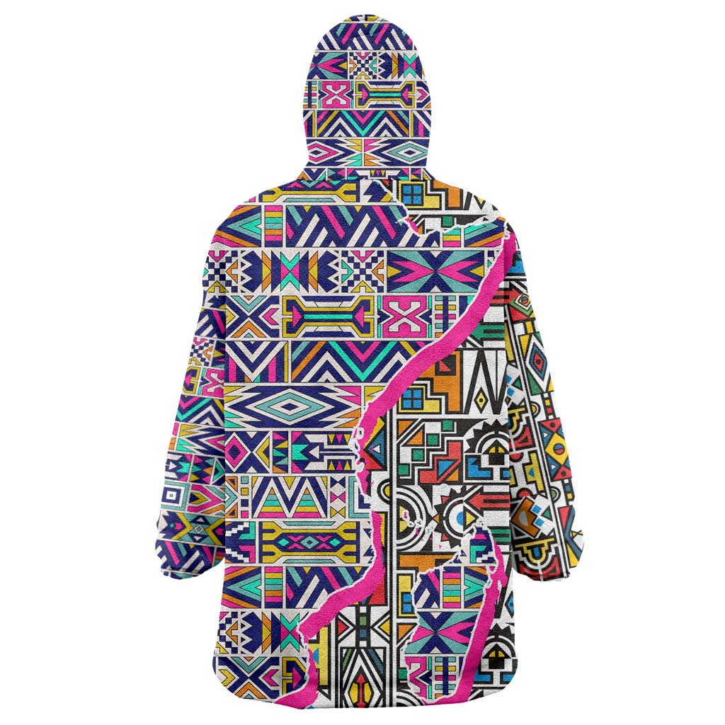 African Ndebele Pattern Wearable Blanket Hoodie