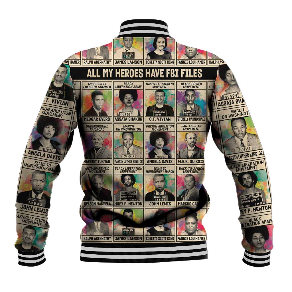 All My Heroes Have FBI Files Baseball Jacket Civil Rights Leaders DT02