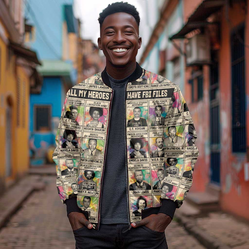 All My Heroes Have FBI Files Bomber Jacket Civil Rights Leaders