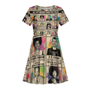 All My Heroes Have FBI Files Kid Short Sleeve Dress Civil Rights Leaders