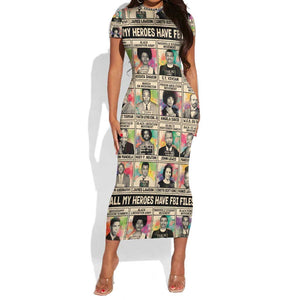 All My Heroes Have FBI Files Short Sleeve Bodycon Dress Civil Rights Leaders DT02